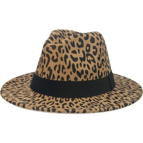 Fedora hats leopard with band belt vintage winter hats women jazz caps fascinator black yellow leopard men women felted hats new