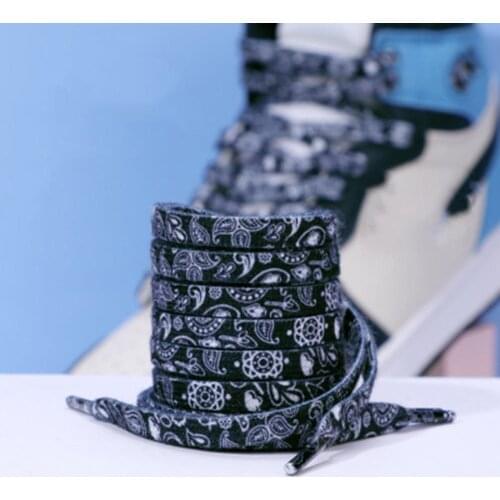 High Quality Cashew Flowers Shoelaces 120/140/160 cm Women Men Red Black Blue Hand-painted Sports Casual Basketball Shoes Laces