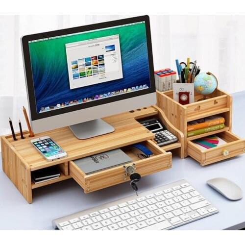 Stable upgrade, computer monitor screen increase rack, with lock design, desktop keyboard organizer storage rack