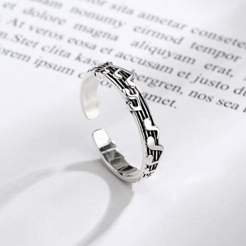 Todorova Retro Musical Note Rings For Women Fashion Jewelry Vintage Opening Adjustable Tail Ring Ladies Party Rings