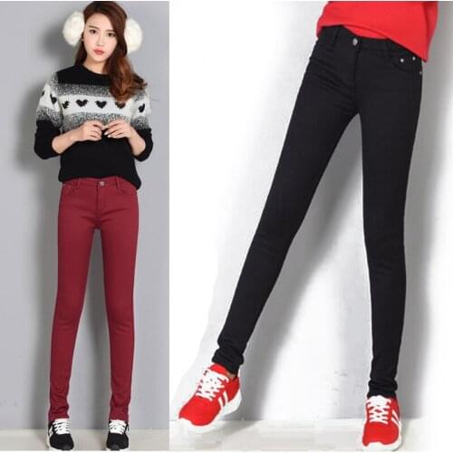 Ladies jeans crotch tight-fitting ladies pants mom plus size stretch pencil jeans denim top black pants