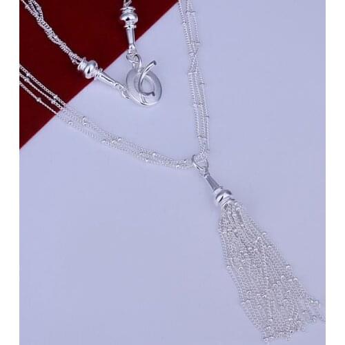 N107 Lucky Charm Silver Color Pendants For Women Sterling Necklace Accessories Fashion 18 Line Necklace /detalwaa Hraqiya