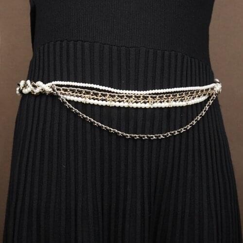 Fashion Luxury Brand For Women Vintage Thick Chain Long Belt Gold Color White Black Leather Belt Party Fine Gorgeous Skirt Belt