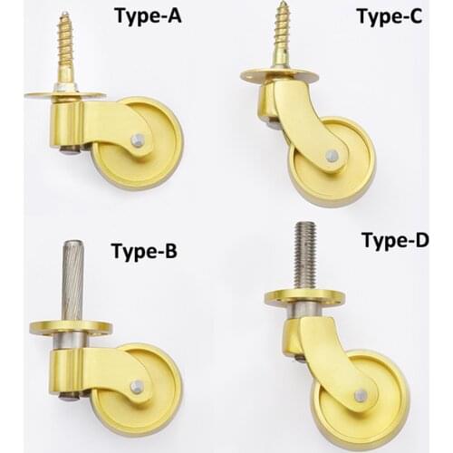 1/2/4pcs Multiple Type Brass Universal Wheel Metal Casters Silent Reinforce Furniture Casters Heavy Duty Furniture Support Leg