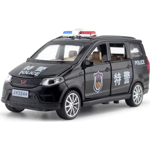 1:32 Alloy Diecast Police Car Toy with Lights Sounding Effect Pull-back Vehicles Doors Openable Model Boxed