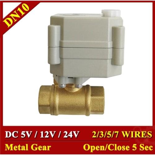 2 Way Electric Valves TF10-B2 Series Brass DN10 3/8" DC5V 12V 24V Motorized Valves For Home Water Application Fast Close Valve