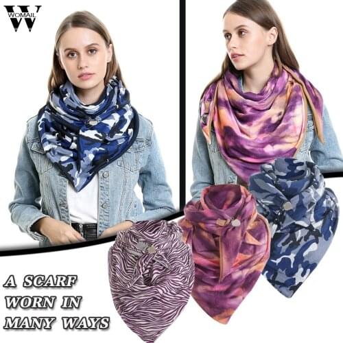 2020 Women Scarf Camouflage Print Button Soft Wrap Winter Warm Scarves Triangle Shawls Pashmina bandana Cashmere scarf Casual