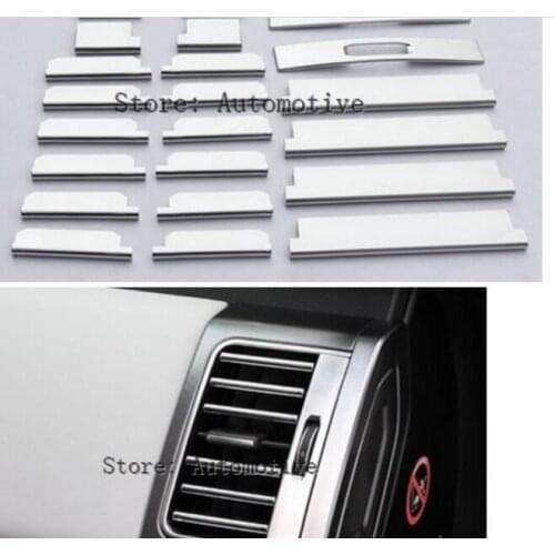 22pcs/set ABS Chrome Interior Accessories Air Conditioning Outlet Strips Trim For Land Rover Range Rover Sport 2014-2017 RRSport