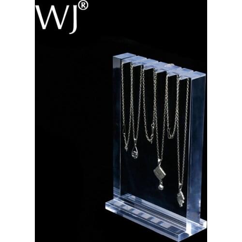 7.5" Tall Clear Acrylic Stand T-Bar Plaxiglass Pendant Necklace Chain Jewelry Display Holder Rack 6 Showcases Organizer Easel