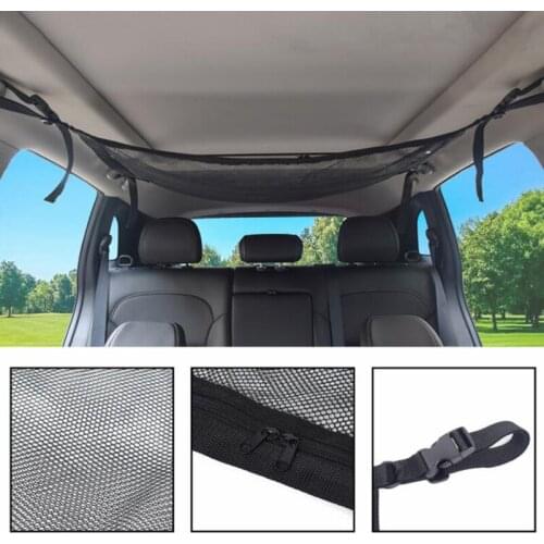 Car Ceiling Storage Net Pocket - Universal Car Roof Interior Luggage Net Bag With Zipper, Trunk Storage Interior Accessories