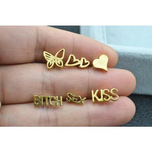 Free shippment 50pcs Body Piercing Body Jewelry - Heart Butterfly Punk Tongue/Nipple Ring Bar barbells Sleeping Piercing Bar Mix