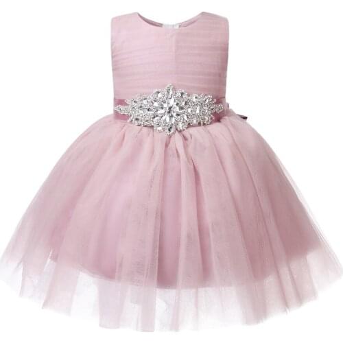 Elegant Baby Girl Dress Pink Lace Tulle Baptism Dress 1st Year Birthday Gown Big Bow Party Wedding Newborn Princess Clothing