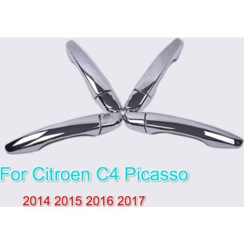 FUNDUOO For Citroen C4 Picasso Grand C4 Picasso 2014 2015 2016 2017 New Chrome Car Door Handle Cover Trim Sticker Free Shipping