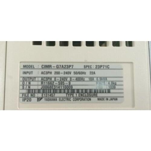 Inverter CIMR-G7A23P7 3.7KW 3PH 220V , Used one , 90% appearance new , 3 months warranty , fastly shipping