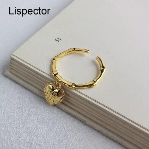 Lispector 925 Sterling Silver Love Heart Letter M Charm Rings for Women Luxury Open Ring Party Female Jewelry Couple Gifts