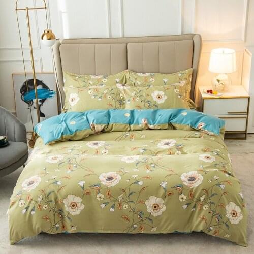 Floral 4pcs Girl Bed Cover Set AB Side Duvet Cover Family Adult Child Bed Sheets Pillowcases Comforter Bedding Set Bed Linen
