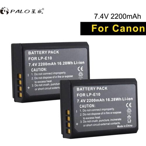 PALO 2pcs 7.4V LP-E10 Li-ion Digital Camera Battery lp e10 For Canon 1100D 1200D 1300D Rebel T3 T5 T6 KISS X50 X70 X80 Battery