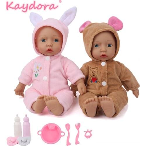 KAYDORA MINI 10 inch bebes reborn doll New Handmade rabbit and bear reborn lol baby adorable Lifelike twins Bonecas DIY kid toys