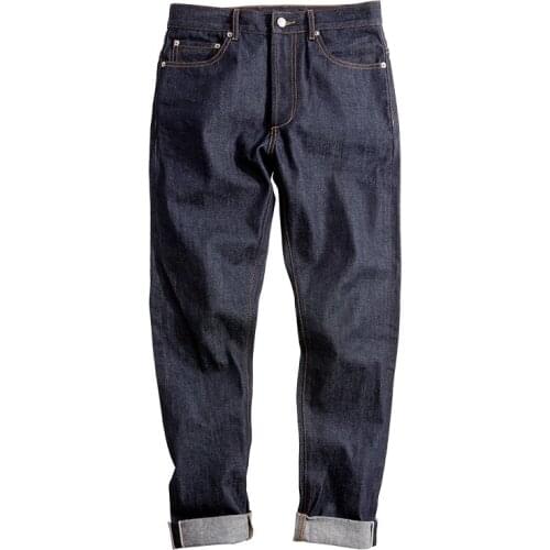 2020 New Big & Tall Regular Fit Straight Leg Raw Selvedge Denim Jeans men Dark Blue