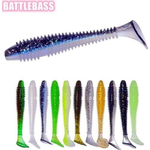 BATTLEBASS fishlure Screw T Tail Soft Baits 2.9g/70mm Double Colors Soft Fishing Lure Bass Fishing Lures Swimbaits Silicone