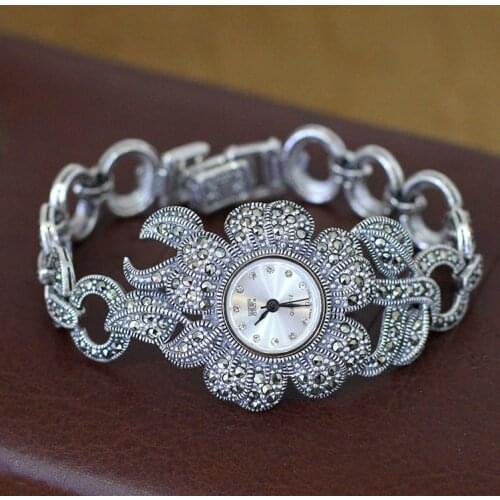 Character of silver products Elegant S925 silver womens elegant watch set zircon