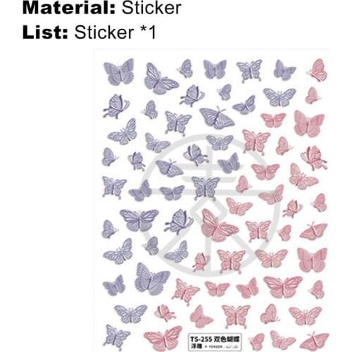 Nail Sticker Engraved Butterfly Shape Mini Pretty Pink Color Butterfly Shape Charm Decals for Manicure