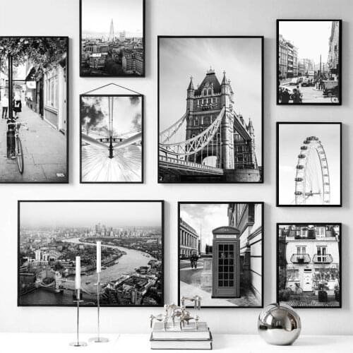 Nordic Style Black and White Poster London Wall Art Decoration Picture for Living Room Posters and Prints Canvas Painting Decor