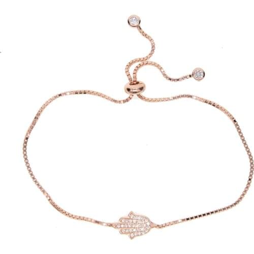 New 925 Sterling Silver Hamsa Hand Evil Eye Charm Bracelet Turkey Good Luck cz hand Chain Link Bracelets For Women wedding