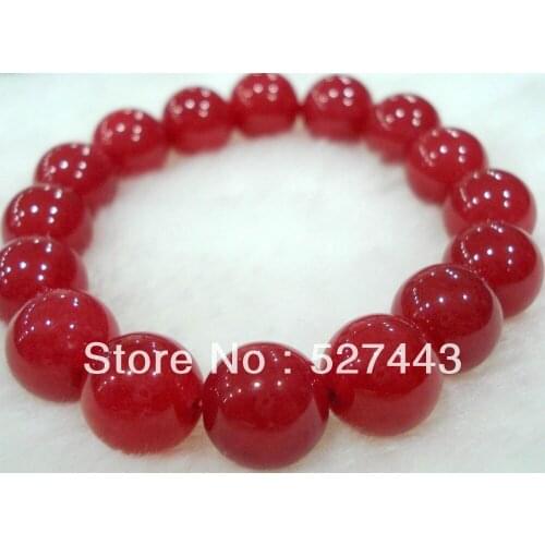 Wholesale free shipping >>Charming!10mm Natural Red stone Bracelet AAA 7.5"