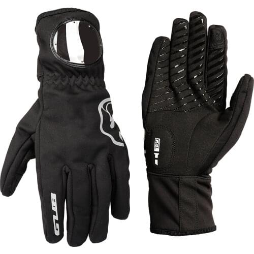 S079 All-finger autumn/winter mountain bike gloves shock-absorbing bicycle two-finger touch screen to keep warm watch window