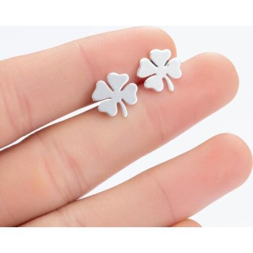 Jisensp Four Leaf Clover Stud Earrings Stainless Steel Clover Earrings Lucky Jewelry for Women Girls Best Friendship Gift 2020