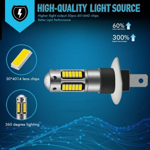LED Fog Light 2x DC 12V To 24V Fog Driving Lights H1 HID Headlight Kit High Beam Bulbs