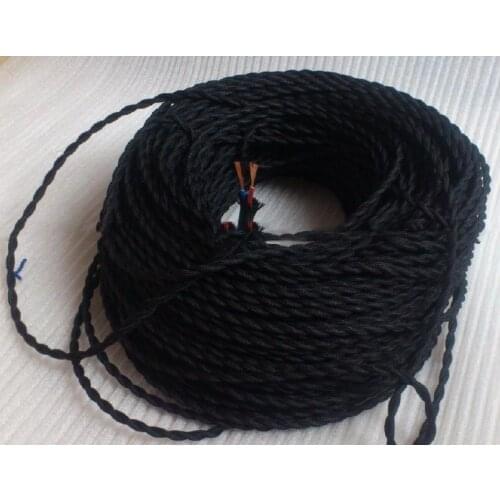 Black color 2 core 0.75mm2 Textile Electrical Wire colorful textile cord braided bare copper braided wire braided copper wire