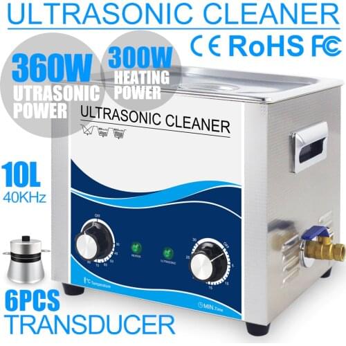 360W 10L Ultrasonic Cleaner Stainless Steel 304 Bath Ultrasound Washer Remove Oil Stain Rust Wax Chains Hardware Dental Car Part