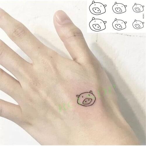 Waterproof Temporary Tattoo Sticker Lovely Cartoon Pig Cute Animal Head Tatto Flash Tatoo Fake Tattoos for Kids Men Women