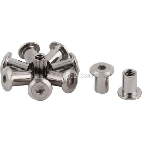 Stainless Steel Flat Head Inner Hexagon Rivet Nuts Fasteners Silver Tone 6mm Thread Dia 12mm Long 10pcs