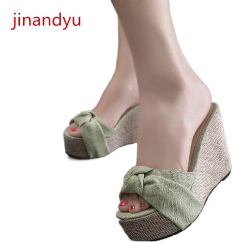 Womens Slippers Wedges Platform Shoes Women High Heels sandel Fashion Casuales 10cm heels sliper for women mule wedge Sandals