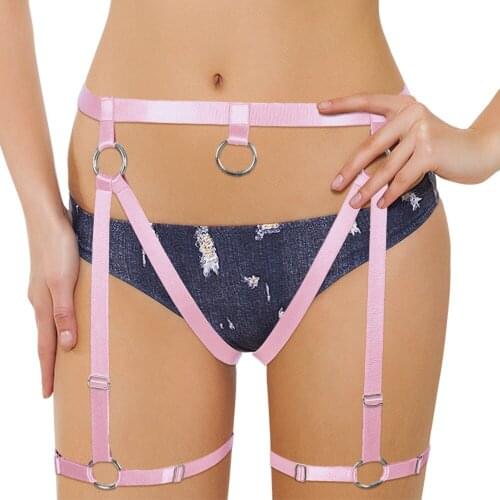 Pink Bondage Body Harness For Women Adjust Waist Suspender Belt Size Fetish Sexy Lingerie Punk Gothic Style Garters Accessories