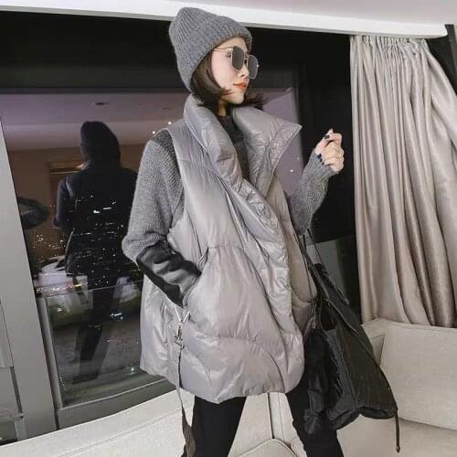 2021 Women Autumn Vintage Vest Lady Fashion Pockets Warm Zipper Sleeveless Stand Collar Waistcoat Female Casual Solid Vest M33