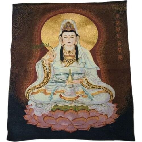 The golden light, the goddess guanyin statue of Tibet and Nepal thangka