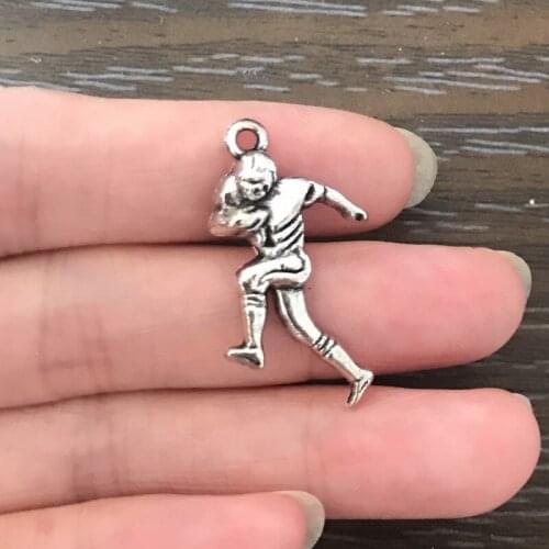 12PCS DIY Charm Sport Football Player Charm Zinc Alloy Pendant Charm for Bracelet Necklace Earring Jewelry Making Gift