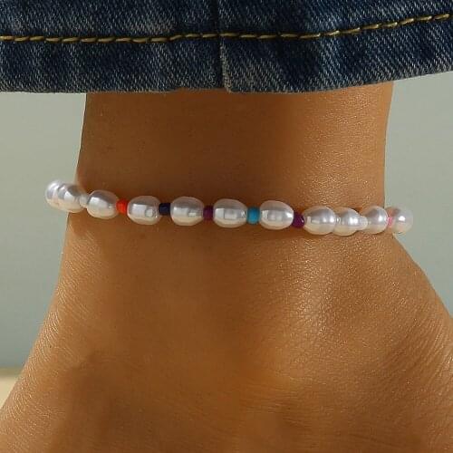 2021 New Retro Baroque Pearl Anklets for Women Beach Anklet Leg Bracelet Handmade Bohemian Foot Chain Boho Jewelry Sandals Gift