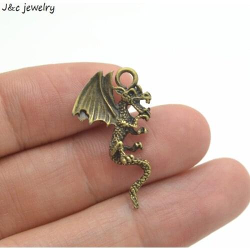 25 PCS Retro Style Bronze Alloy Dragon charm Pendant Craft Decor D808