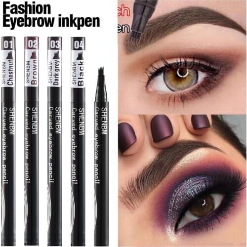 3D Liquid Eyebrow Pen Tattoo Eyebrow Waterproof 4 Fork Pencil Brow Eyes Makeup Female Cosmetics Natural Color Available TSLM1