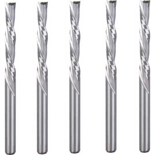 5pcs 3.175mmX22mm left handed 2 spiral flute bits, Down Cut carbide endmill, Left-Handed spiral cutter