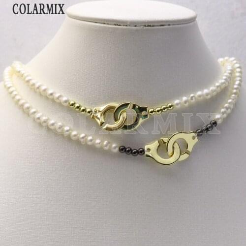 5 pieces Fashion atural pearl chocker necklace Collar necklace for DIY jewelry making mix size beaded necklace 9753