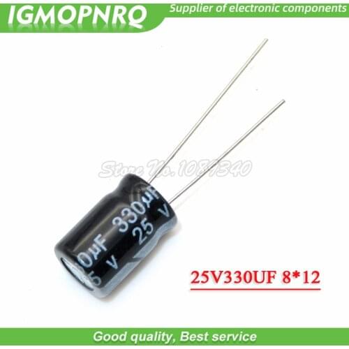 50PCS 25V330UF 8*12mm 330UF 25V 8*12 Aluminum electrolytic capacitor