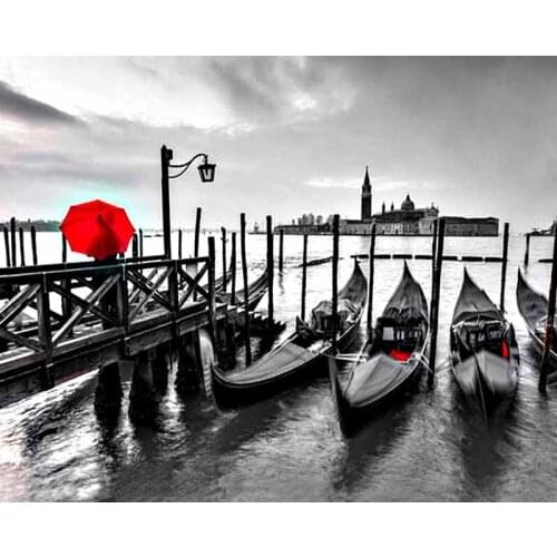 5D DIY Diamond Painting Landscape Ocean Boat Cross Stitch Patterns Full Drill Resin Diamond Painting kits for Embroidery