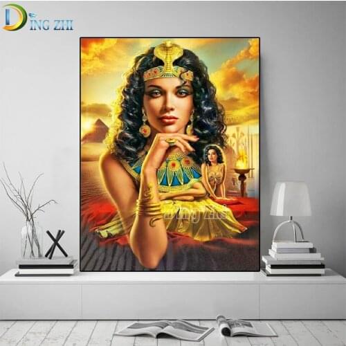 5D Diamond Painting Cleopatra,DIY Diamond Embroidery Queen Of Egypt Mosaic Portrait Art Egyptian Beauty Diamond Full Drill Decor