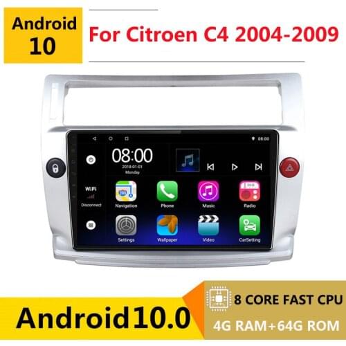 2 din 8 core android 10 car radio auto stereo for Citroen C4 2004 2005 2006 2007 2008 2009 navigation GPS DVD Multimedia Player